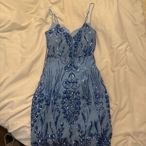 Elegant Blue Sequin Dress